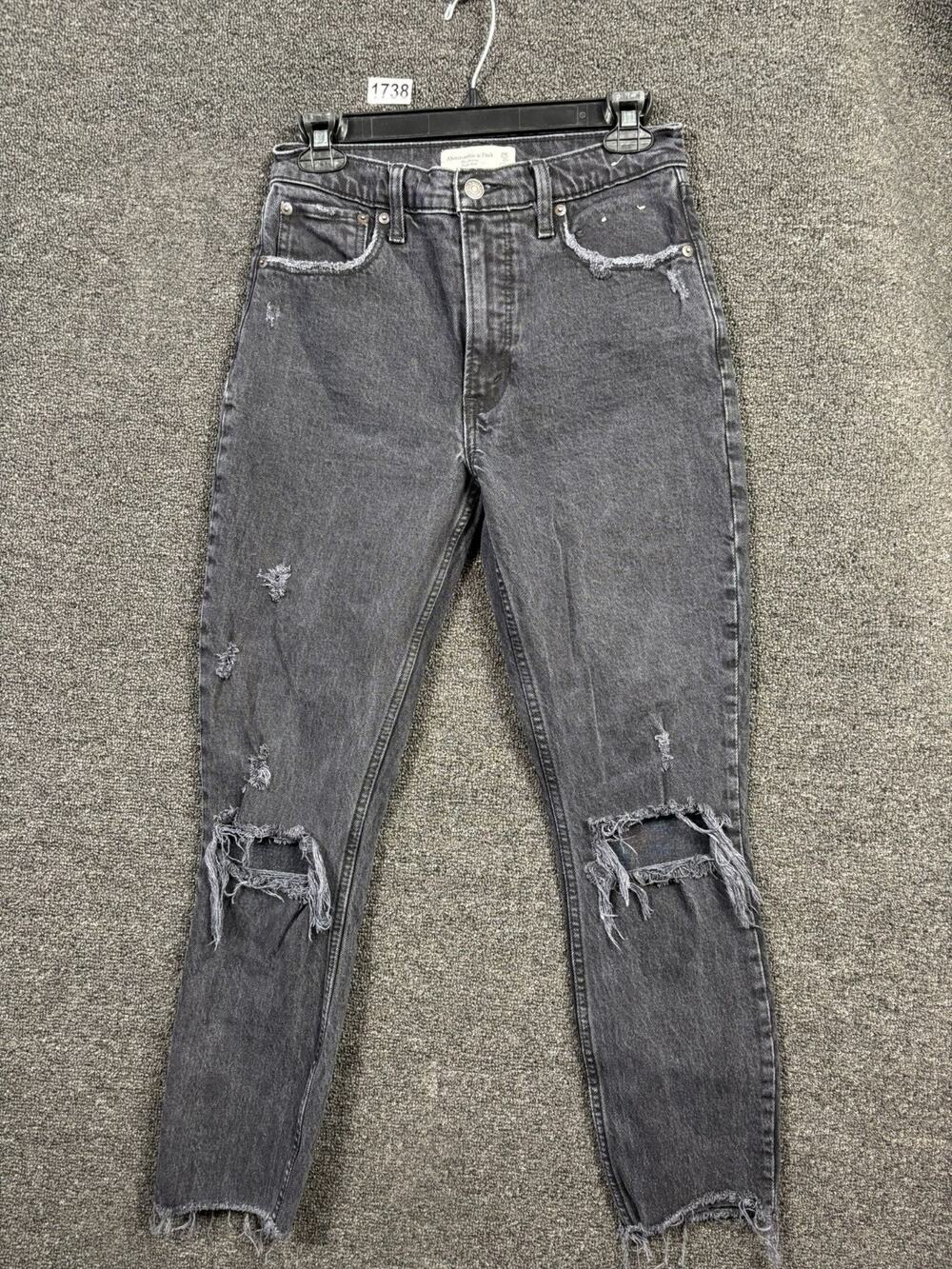 Abercrombie & Fitch The Skinny  Black High Rise Distressed Jeans Womens 26/2R